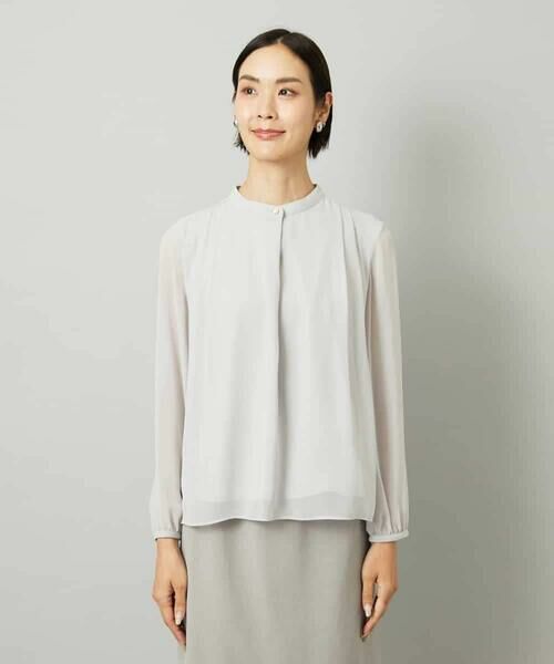 MICHEL KLEIN/ミッシェルクラン ボウタイ付き2WAYブラウソ- ライトグレー M MICHEL KLEIN/ミッシェルクラン ボウタイ付き2WAYブラウソ- ライトグレー M