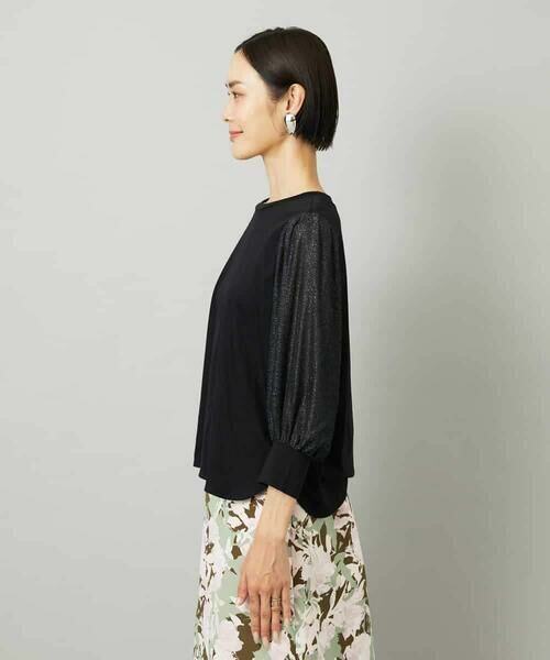 MICHEL KLEIN / ミッシェルクラン カットソー | ラメチュールスリーブ異素材カットソー | 詳細12