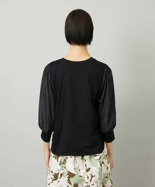 MICHEL KLEIN / ミッシェルクラン カットソー | ラメチュールスリーブ異素材カットソー | 詳細13