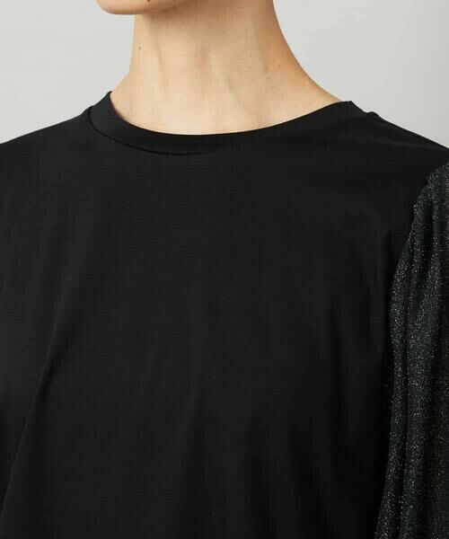 MICHEL KLEIN / ミッシェルクラン カットソー | ラメチュールスリーブ異素材カットソー | 詳細14