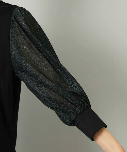 MICHEL KLEIN / ミッシェルクラン カットソー | ラメチュールスリーブ異素材カットソー | 詳細15
