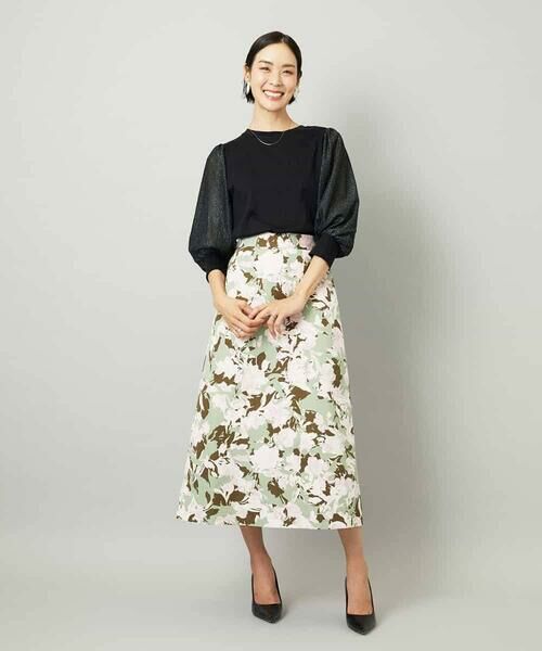 MICHEL KLEIN / ミッシェルクラン カットソー | ラメチュールスリーブ異素材カットソー | 詳細3