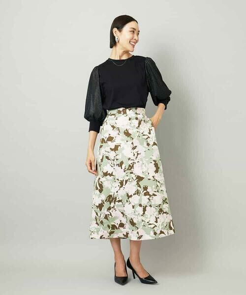 MICHEL KLEIN / ミッシェルクラン カットソー | ラメチュールスリーブ異素材カットソー | 詳細4