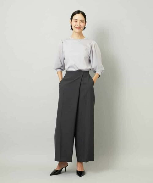 MICHEL KLEIN / ミッシェルクラン カットソー | ラメチュールスリーブ異素材カットソー | 詳細8