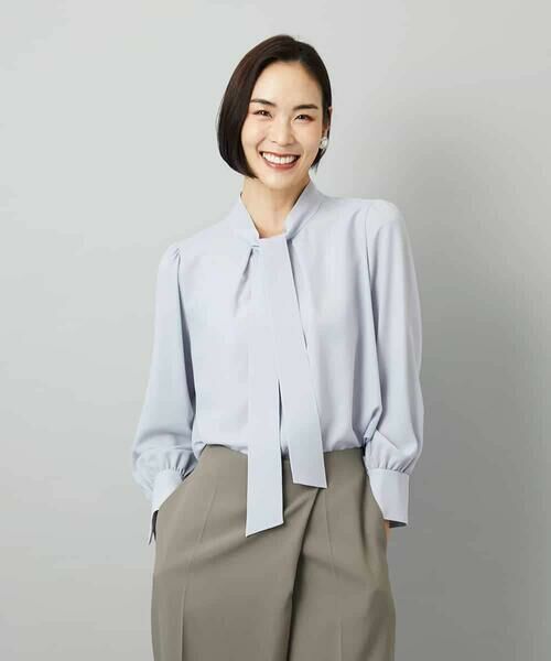 MICHEL KLEIN/ミッシェルクラン ボウタイブラウス ラベンダー L MICHEL KLEIN/ミッシェルクラン ボウタイブラウス ラベンダー L