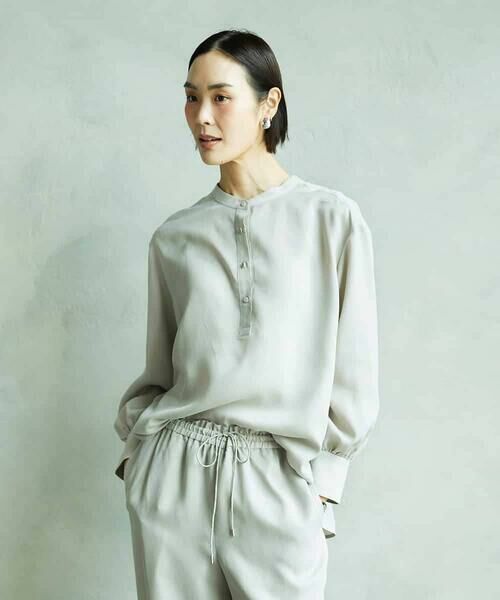 MICHEL KLEIN / ミッシェルクラン シャツ・ブラウス | [セットアップ対応]バンドカラーロングシャツブラウス | 詳細1