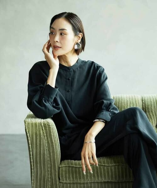 MICHEL KLEIN / ミッシェルクラン シャツ・ブラウス | [セットアップ対応]バンドカラーロングシャツブラウス | 詳細10