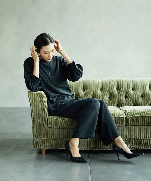 MICHEL KLEIN / ミッシェルクラン シャツ・ブラウス | [セットアップ対応]バンドカラーロングシャツブラウス | 詳細14