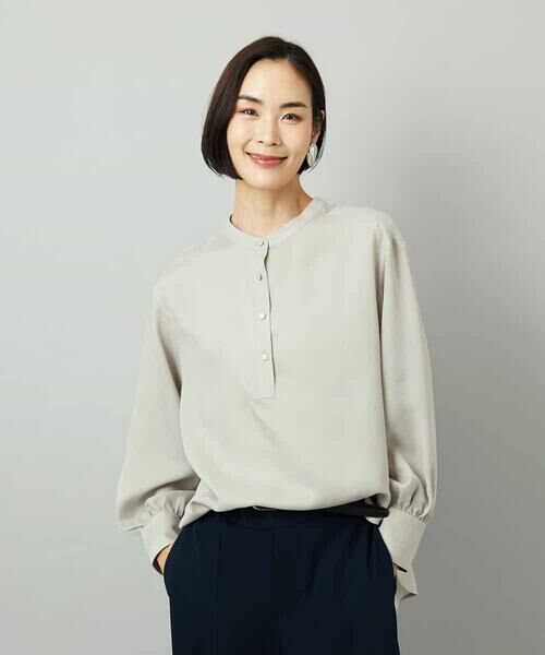 MICHEL KLEIN / ミッシェルクラン シャツ・ブラウス | [セットアップ対応]バンドカラーロングシャツブラウス | 詳細4