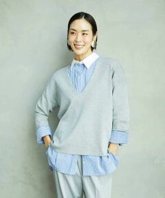 MICHEL KLEIN / ミッシェルクラン シャツ・ブラウス | [2WAY]クレリックオーバーサイズストライプシャツ