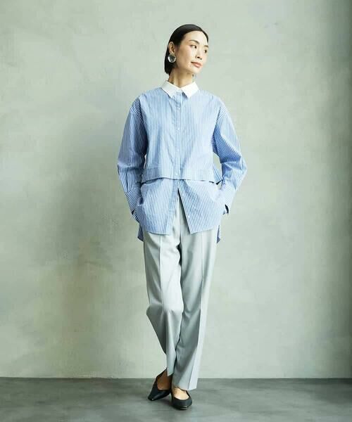 MICHEL KLEIN / ミッシェルクラン シャツ・ブラウス | [2WAY]クレリックオーバーサイズストライプシャツ | 詳細5