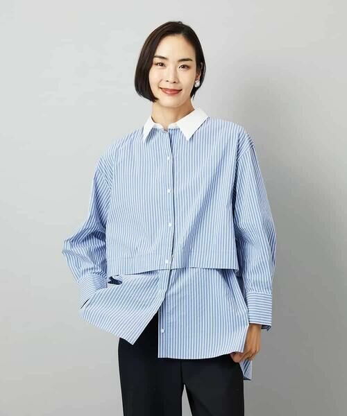 MICHEL KLEIN / ミッシェルクラン シャツ・ブラウス | [2WAY]クレリックオーバーサイズストライプシャツ | 詳細7