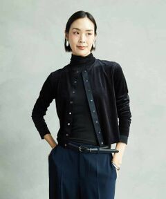 MICHEL KLEIN / ミッシェルクラン カーディガン・ボレロ | シアーベロアクルーネックカーディガン