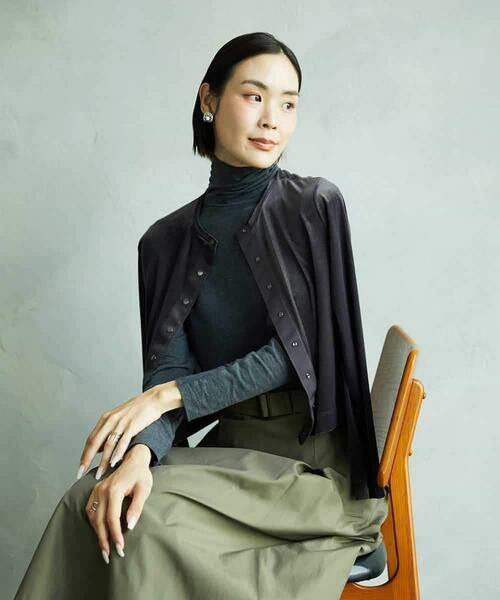 MICHEL KLEIN / ミッシェルクラン カーディガン・ボレロ | シアーベロアクルーネックカーディガン | 詳細1