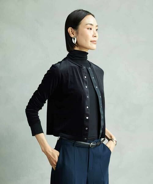 MICHEL KLEIN / ミッシェルクラン カーディガン・ボレロ | シアーベロアクルーネックカーディガン | 詳細11