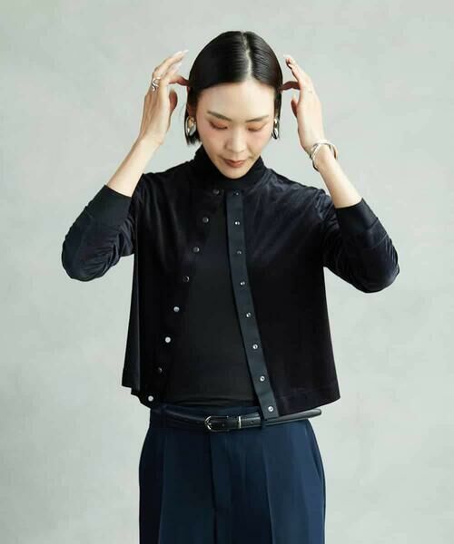 MICHEL KLEIN / ミッシェルクラン カーディガン・ボレロ | シアーベロアクルーネックカーディガン | 詳細12