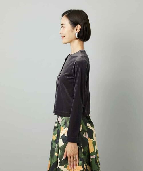 MICHEL KLEIN / ミッシェルクラン カーディガン・ボレロ | シアーベロアクルーネックカーディガン | 詳細17