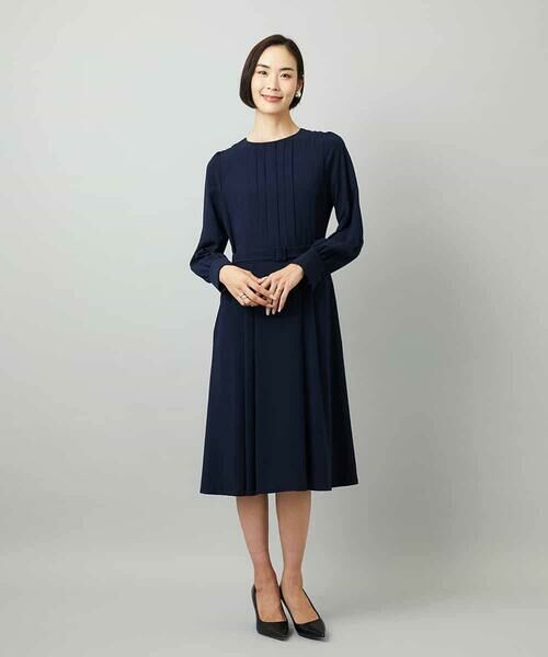 MICHEL KLEIN / ミッシェルクラン ロング・マキシ丈ワンピース | ノーカラープリーツワンピース | 詳細11