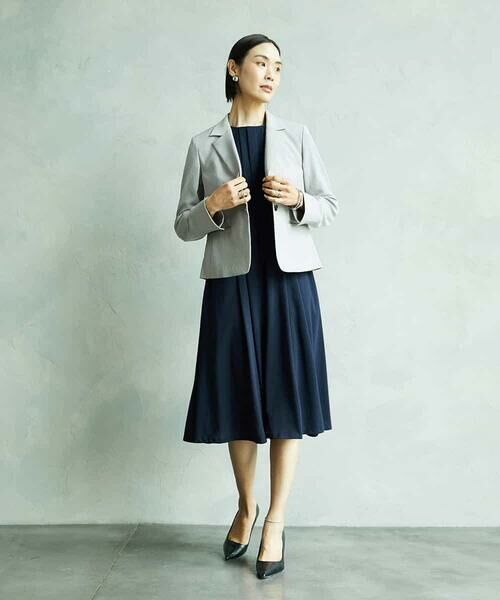 MICHEL KLEIN / ミッシェルクラン ロング・マキシ丈ワンピース | ノーカラープリーツワンピース | 詳細14