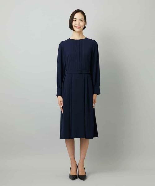 MICHEL KLEIN / ミッシェルクラン ロング・マキシ丈ワンピース | ノーカラープリーツワンピース | 詳細26