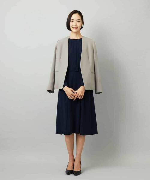 MICHEL KLEIN / ミッシェルクラン ロング・マキシ丈ワンピース | ノーカラープリーツワンピース | 詳細6