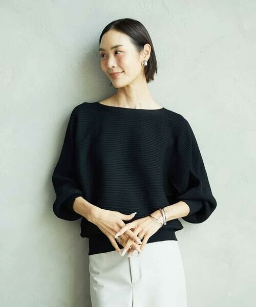 MICHEL KLEIN/ミッシェルクラン ホールガーメント(R)ドルマンスリーブニット ブラック M MICHEL KLEIN/ミッシェルクラン ホールガーメント(R)ドルマンスリーブニット ブラック M