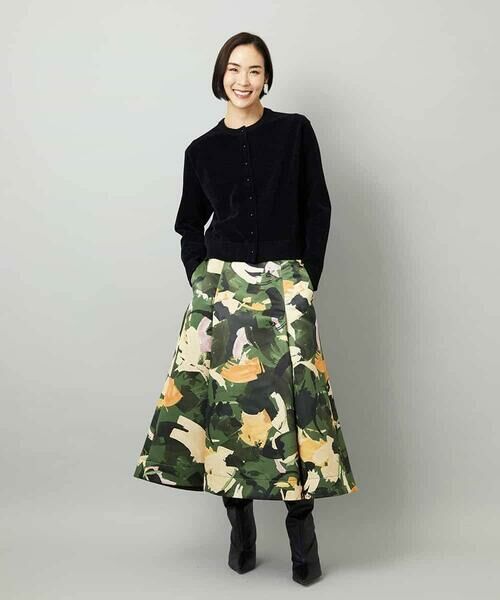 MICHEL KLEIN / ミッシェルクラン ロング・マキシ丈スカート | [セットアップ対応]モダンフラワープリントタックフレアスカート　 | 詳細10
