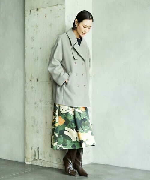 MICHEL KLEIN / ミッシェルクラン ロング・マキシ丈スカート | [セットアップ対応]モダンフラワープリントタックフレアスカート　 | 詳細18