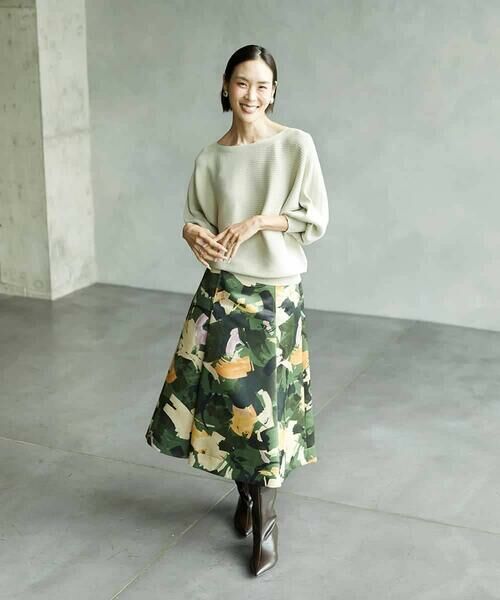 MICHEL KLEIN / ミッシェルクラン ロング・マキシ丈スカート | [セットアップ対応]モダンフラワープリントタックフレアスカート　 | 詳細20