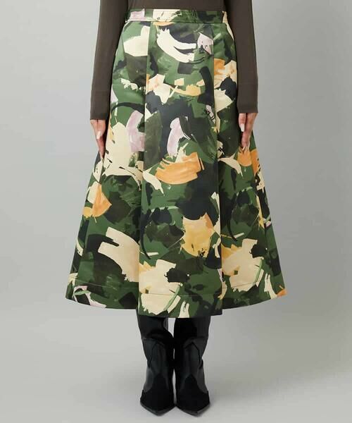 MICHEL KLEIN / ミッシェルクラン ロング・マキシ丈スカート | [セットアップ対応]モダンフラワープリントタックフレアスカート　 | 詳細21