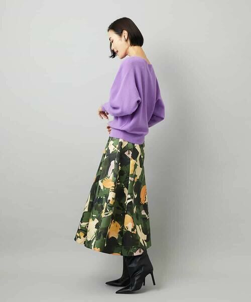 MICHEL KLEIN / ミッシェルクラン ロング・マキシ丈スカート | [セットアップ対応]モダンフラワープリントタックフレアスカート　 | 詳細6