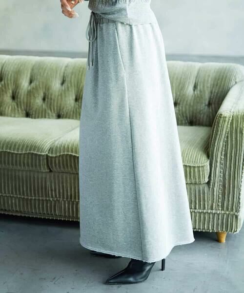 MICHEL KLEIN / ミッシェルクラン ロング・マキシ丈スカート | [セットアップ対応]ラメ裏毛ナロースカート | 詳細1