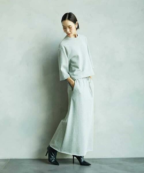 MICHEL KLEIN / ミッシェルクラン ロング・マキシ丈スカート | [セットアップ対応]ラメ裏毛ナロースカート | 詳細4