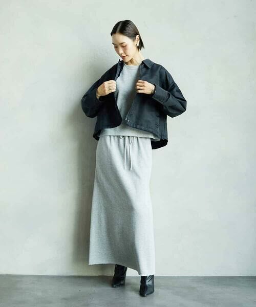 MICHEL KLEIN / ミッシェルクラン ロング・マキシ丈スカート | [セットアップ対応]ラメ裏毛ナロースカート | 詳細5