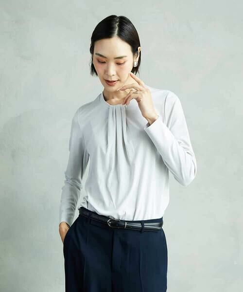 MICHEL KLEIN/ミッシェルクラン ボウタイ風ブラウソー ライトグレー 38 MICHEL KLEIN/ミッシェルクラン ボウタイ風ブラウソー ライトグレー 38