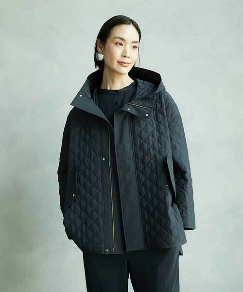 MICHEL KLEIN/ミッシェルクラン オーバーサイズフードキルティングコート ブラック 38 MICHEL KLEIN/ミッシェルクラン オーバーサイズフードキルティングコート ブラック 38