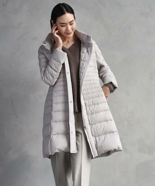 MICHEL KLEIN/ミッシェルクラン [定番人気]2WAYストレッチダウンミドルコート ライトグレー L