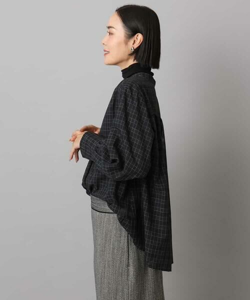 MICHEL KLEIN / ミッシェルクラン シャツ・ブラウス | シアーチェックAラインブラウス | 詳細15