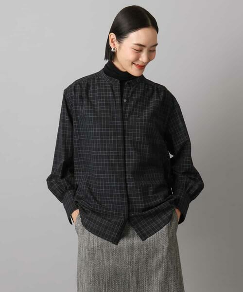 MICHEL KLEIN / ミッシェルクラン シャツ・ブラウス | シアーチェックAラインブラウス | 詳細17