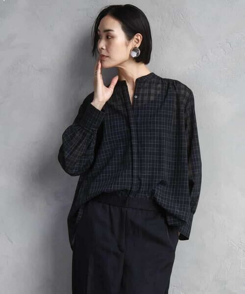MICHEL KLEIN / ミッシェルクラン シャツ・ブラウス | シアーチェックAラインブラウス | 詳細2