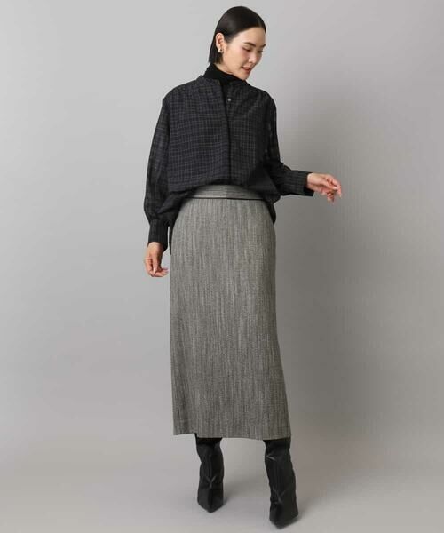 MICHEL KLEIN / ミッシェルクラン シャツ・ブラウス | シアーチェックAラインブラウス | 詳細21