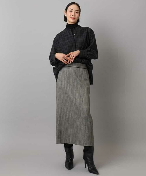 MICHEL KLEIN / ミッシェルクラン シャツ・ブラウス | シアーチェックAラインブラウス | 詳細22