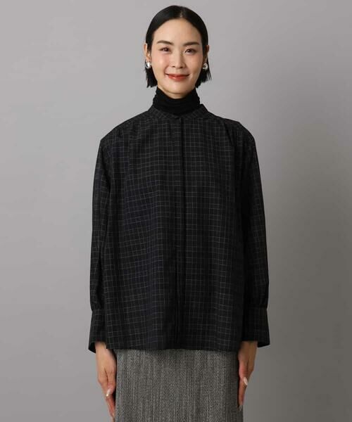 MICHEL KLEIN / ミッシェルクラン シャツ・ブラウス | シアーチェックAラインブラウス | 詳細24