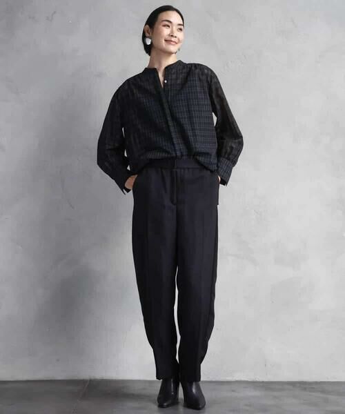 MICHEL KLEIN / ミッシェルクラン シャツ・ブラウス | シアーチェックAラインブラウス | 詳細4