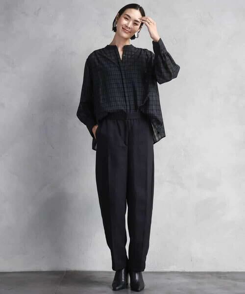 MICHEL KLEIN / ミッシェルクラン シャツ・ブラウス | シアーチェックAラインブラウス | 詳細5