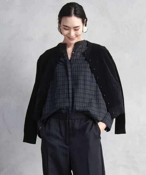 MICHEL KLEIN / ミッシェルクラン シャツ・ブラウス | シアーチェックAラインブラウス | 詳細7