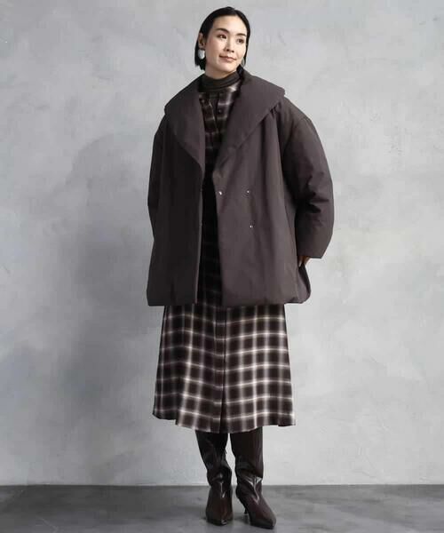 MICHEL KLEIN / ミッシェルクラン ロング・マキシ丈ワンピース | バンドカラーチェックシャツワンピース | 詳細14