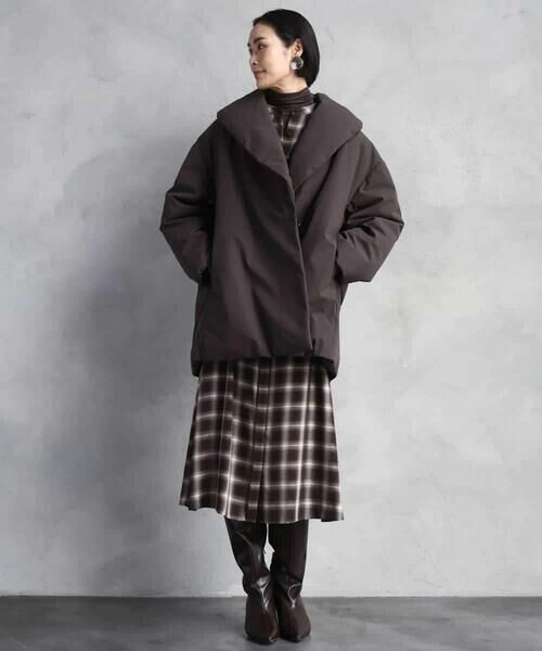 MICHEL KLEIN / ミッシェルクラン ロング・マキシ丈ワンピース | バンドカラーチェックシャツワンピース | 詳細15