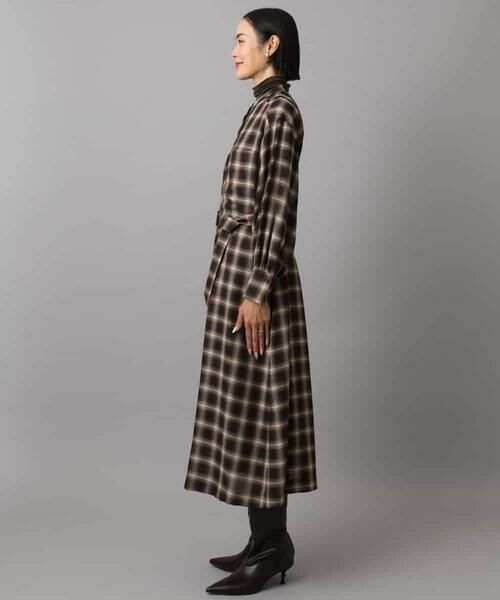 MICHEL KLEIN / ミッシェルクラン ロング・マキシ丈ワンピース | バンドカラーチェックシャツワンピース | 詳細17