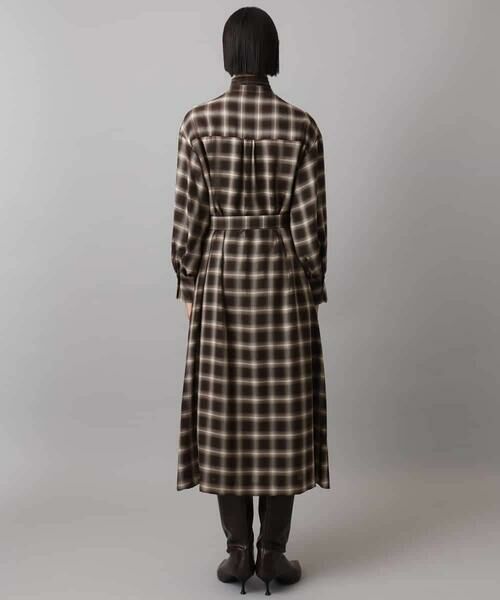MICHEL KLEIN / ミッシェルクラン ロング・マキシ丈ワンピース | バンドカラーチェックシャツワンピース | 詳細18